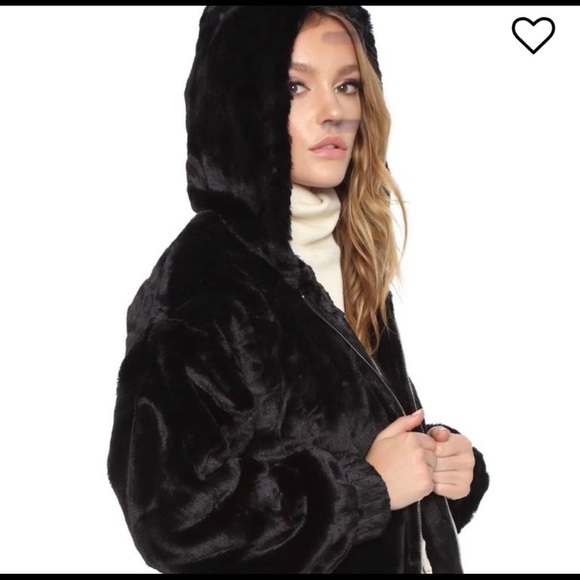 New Black Silky Fuzzy Faux Fur Jacket - Picture 5 of 14